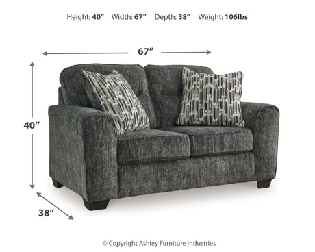 Lonoke Gunmetal Sofa, Loveseat and Oversized Chair by Ashley at Eve Furniture