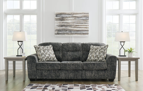 Lonoke Gunmetal Sofa, Loveseat and Oversized Chair by Ashley at Eve Furniture
