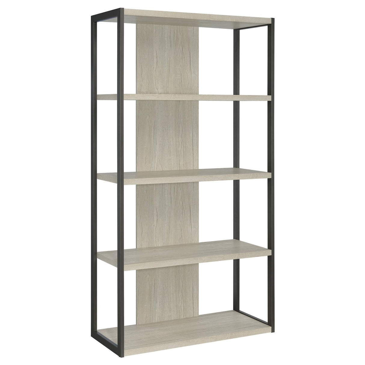 Loomis Whitewashed Gray 4-Shelf Bookcase