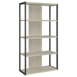 Loomis Whitewashed Gray 4-Shelf Bookcase