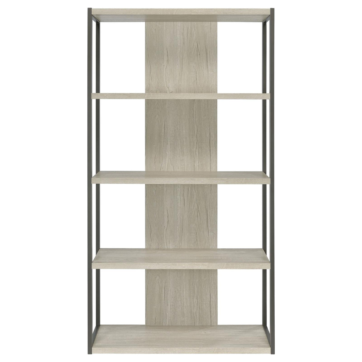 Loomis Whitewashed Gray 4-Shelf Bookcase