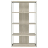 Loomis Whitewashed Gray 4-Shelf Bookcase