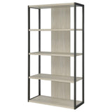 Loomis Whitewashed Gray 4-Shelf Bookcase