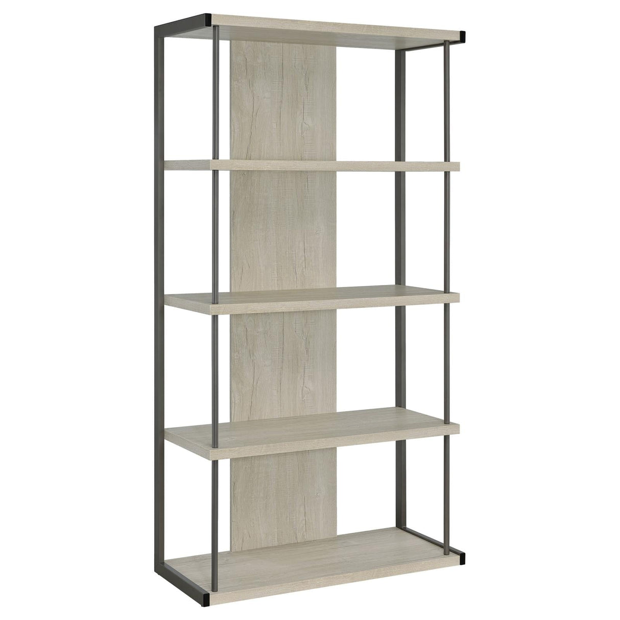 Loomis Whitewashed Gray 4-Shelf Bookcase