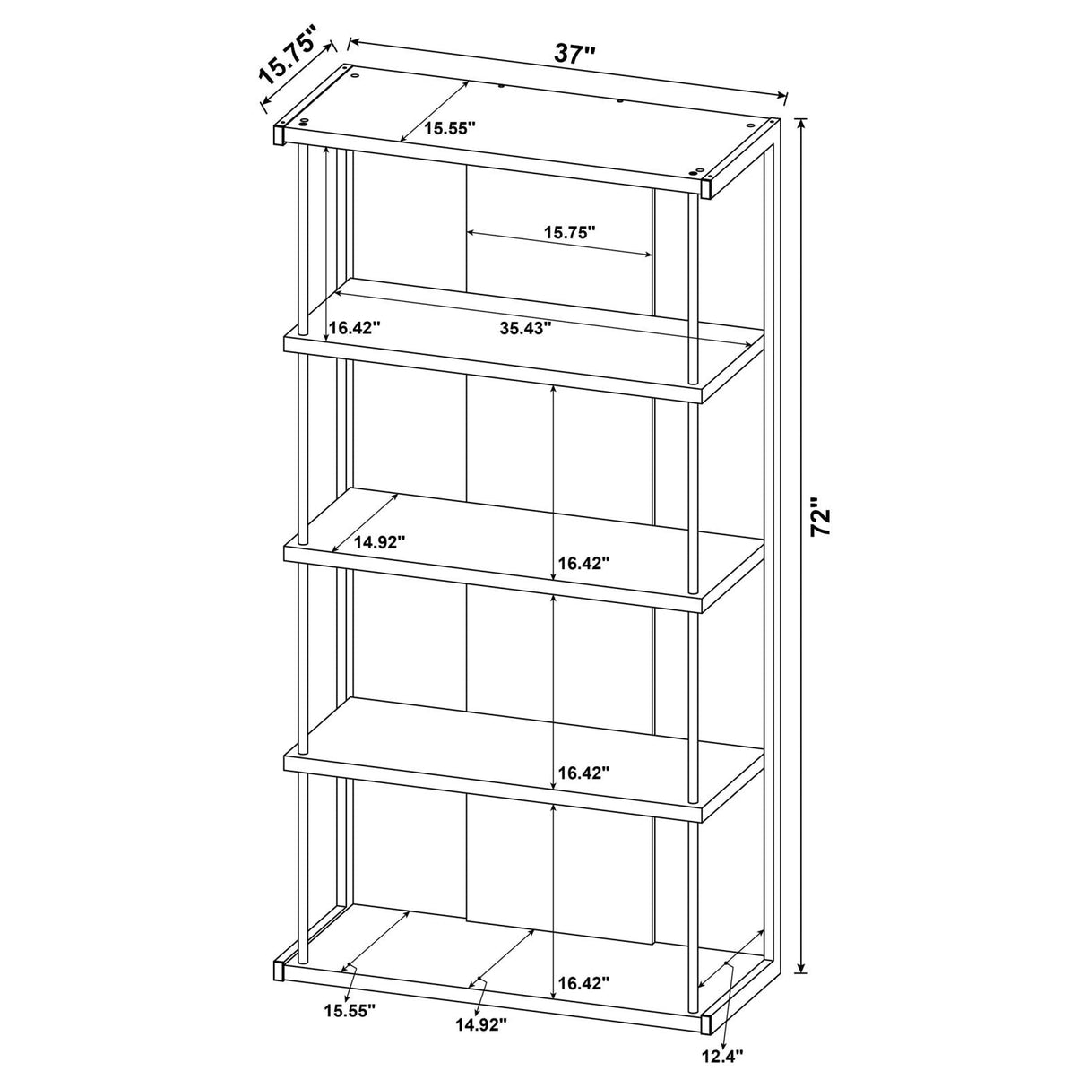 Loomis Whitewashed Gray 4-Shelf Bookcase