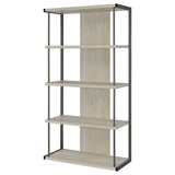 Loomis Whitewashed Gray 4-Shelf Bookcase