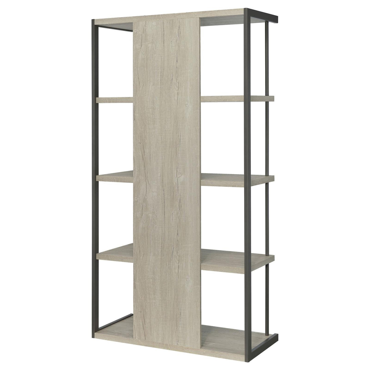 Loomis Whitewashed Gray 4-Shelf Bookcase