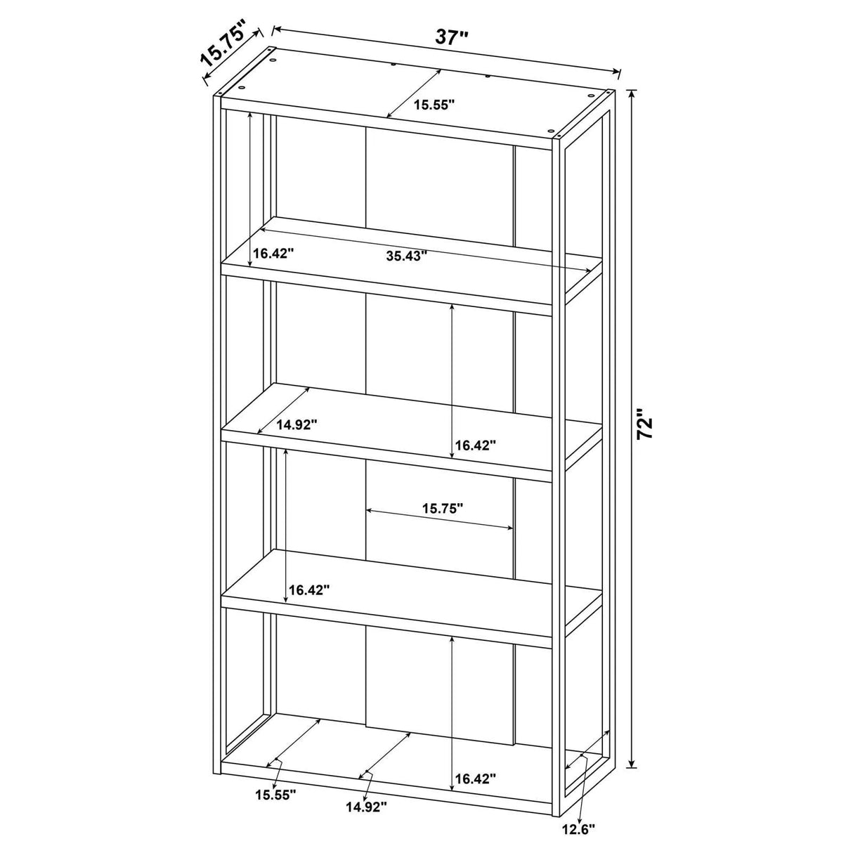 Loomis Whitewashed Gray 4-Shelf Bookcase by Coaster at Eve Furniture
