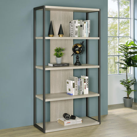 Loomis Whitewashed Gray 4-Shelf Bookcase by Coaster at Eve Furniture