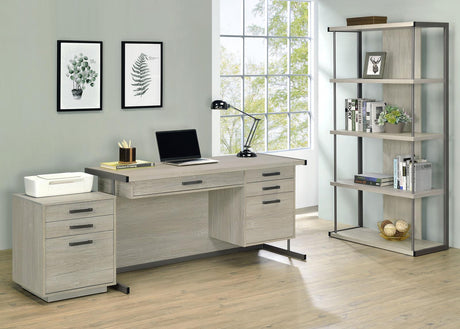 Loomis Whitewashed Gray/Gunmetal 4-Drawer Rectangular Office Desk by Coaster at Eve Furniture