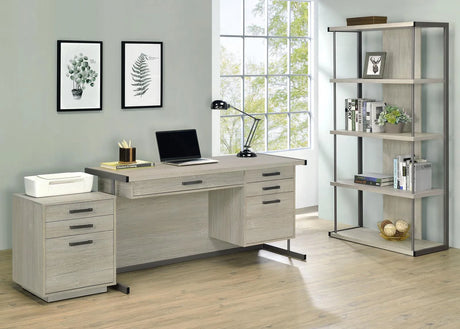 Loomis Whitewashed Gray/Gunmetal 4-Drawer Rectangular Office Desk by Coaster at Eve Furniture