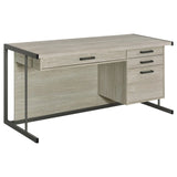 Loomis Whitewashed Gray/Gunmetal 4-Drawer Rectangular Office Desk by Coaster at Eve Furniture