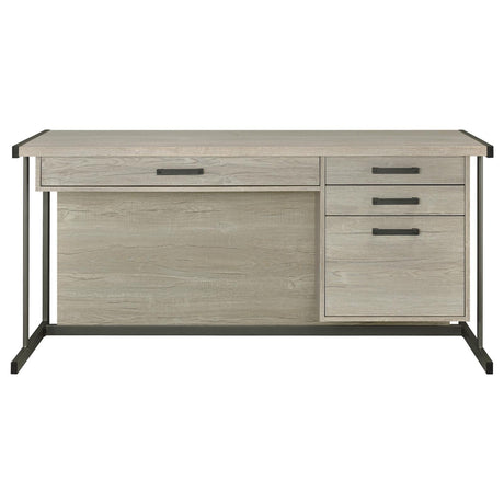 Loomis Whitewashed Gray/Gunmetal 4-Drawer Rectangular Office Desk by Coaster at Eve Furniture
