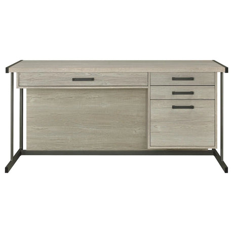 Loomis Whitewashed Gray/Gunmetal 4-Drawer Rectangular Office Desk by Coaster at Eve Furniture