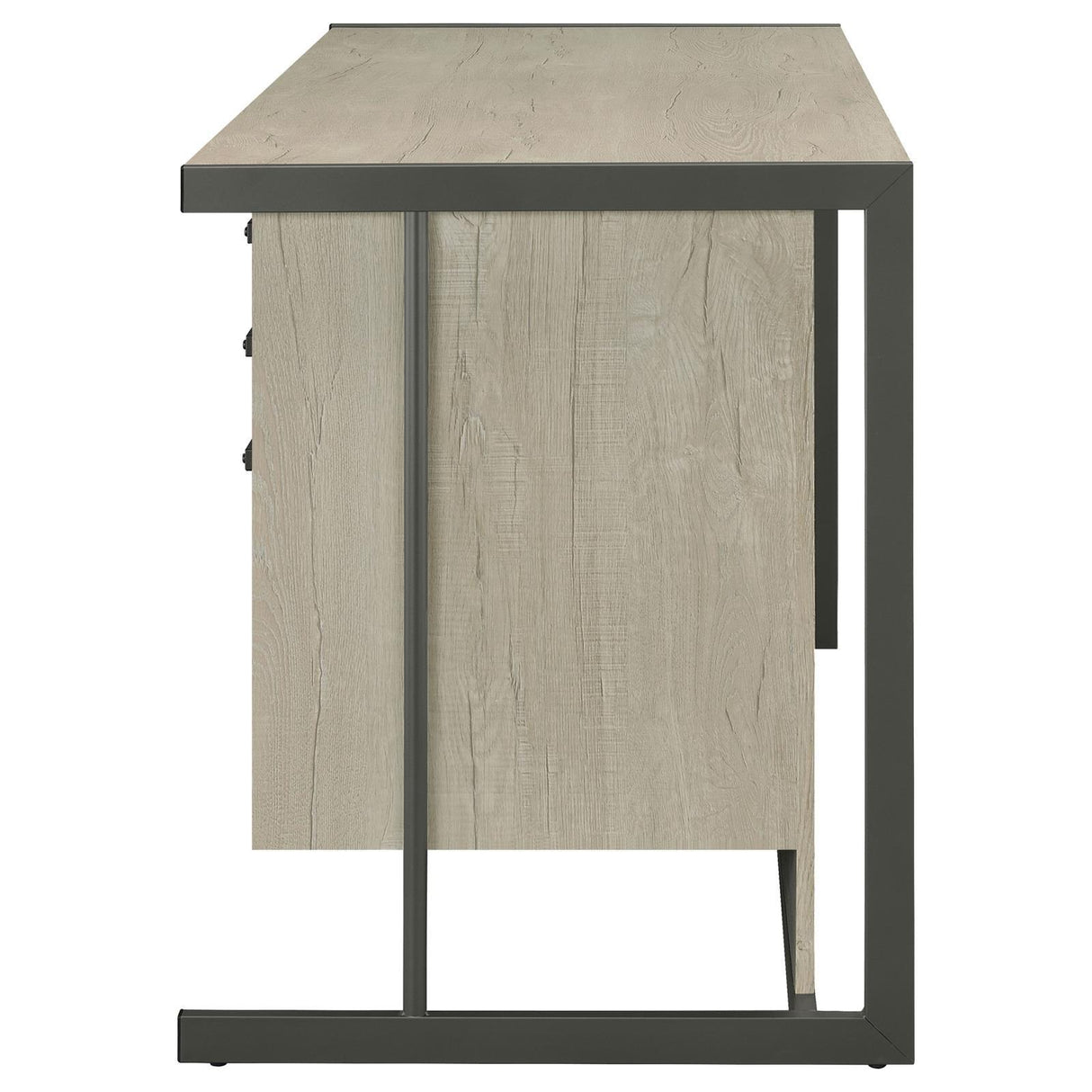 Loomis Whitewashed Gray/Gunmetal 4-Drawer Rectangular Office Desk by Coaster at Eve Furniture