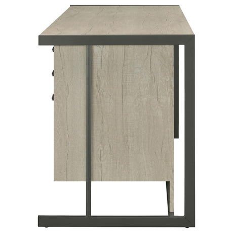 Loomis Whitewashed Gray/Gunmetal 4-Drawer Rectangular Office Desk by Coaster at Eve Furniture