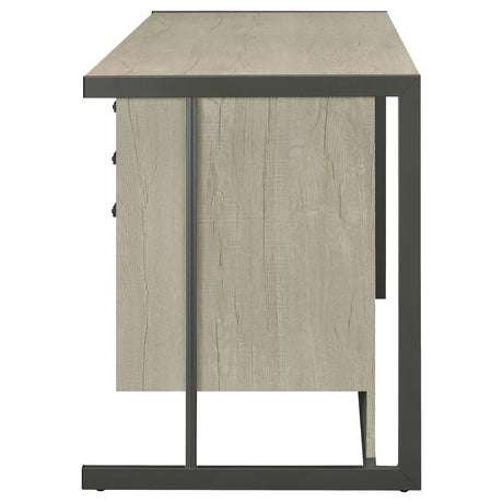 Loomis Whitewashed Gray/Gunmetal 4-Drawer Rectangular Office Desk by Coaster at Eve Furniture