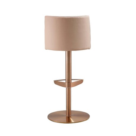 Loosha Cafe Au Lait Performance Vegan Leather and Rose Gold Adjustable Stool by TOV Furniture at Eve Furniture