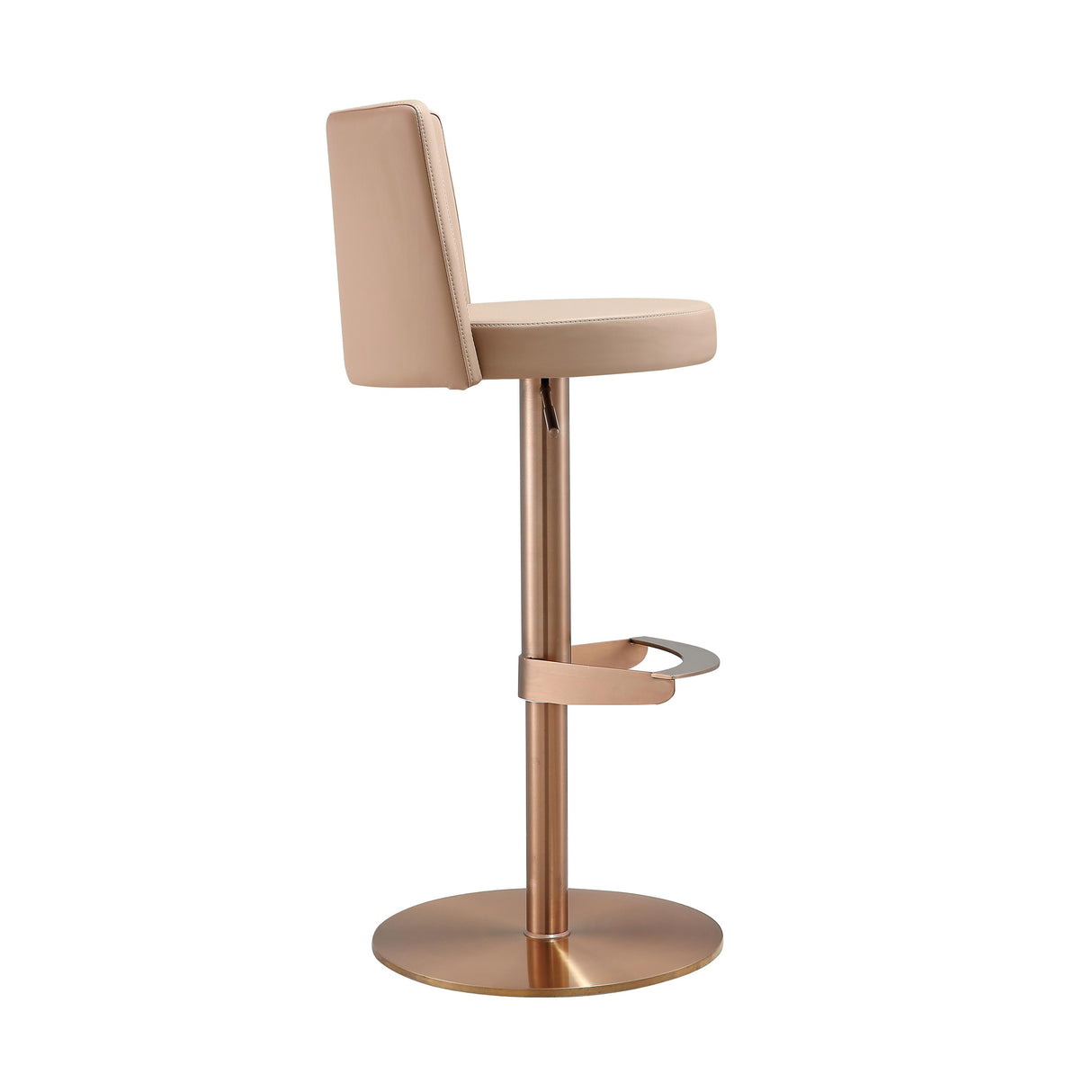 Loosha Cafe Au Lait Performance Vegan Leather and Rose Gold Adjustable Stool by TOV Furniture at Eve Furniture