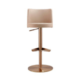Loosha Cafe Au Lait Performance Vegan Leather and Rose Gold Adjustable Stool by TOV Furniture at Eve Furniture