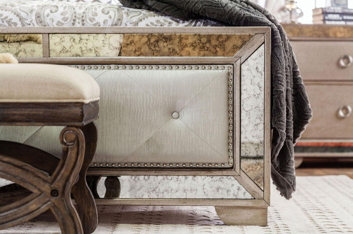 Loraine Champagne Tufted Queen Panel Bed by Furniture of America at Eve Furniture