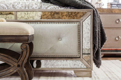 Loraine Champagne Tufted Queen Panel Bed by Furniture of America at Eve Furniture