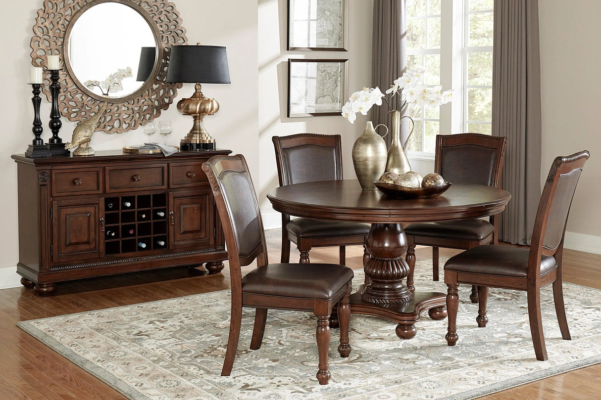 Lordsburg Brown Chery Round Dining Table by Homelegance at Eve Furniture