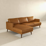 Lore L-Shaped Genuine Leather Sectional In Tan Left Facing by Ashcroft Furniture at Eve Furniture