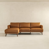 Lore L-Shaped Genuine Leather Sectional In Tan Left Facing by Ashcroft Furniture at Eve Furniture