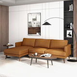 Lore L-Shaped Genuine Leather Sectional In Tan Left Facing by Ashcroft Furniture at Eve Furniture