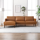 Lore L-Shaped Genuine Leather Sectional In Tan Left Facing by Ashcroft Furniture at Eve Furniture
