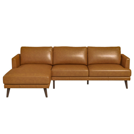 Lore L-Shaped Genuine Leather Sectional In Tan Left Facing by Ashcroft Furniture at Eve Furniture