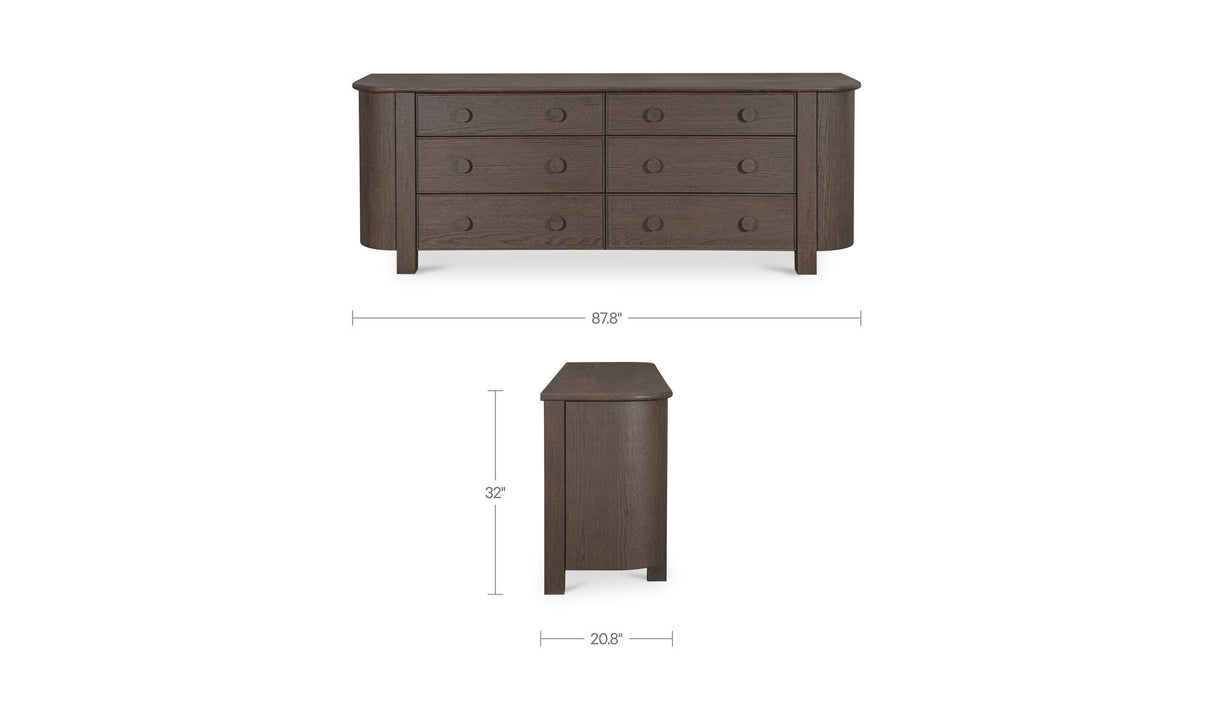 Loren 6 Drawer Dresser Dark Brown by Moe's Home at Eve Furniture