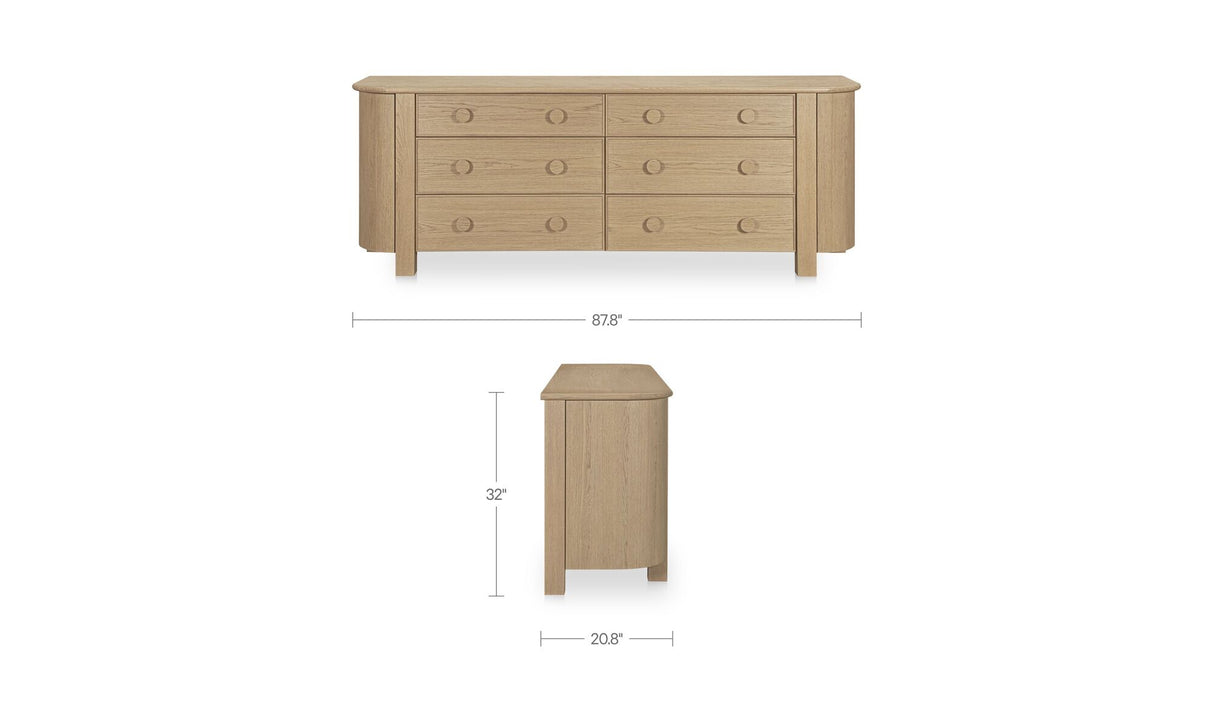 Loren 6 Drawer Dresser Natural by Moe's Home at Eve Furniture