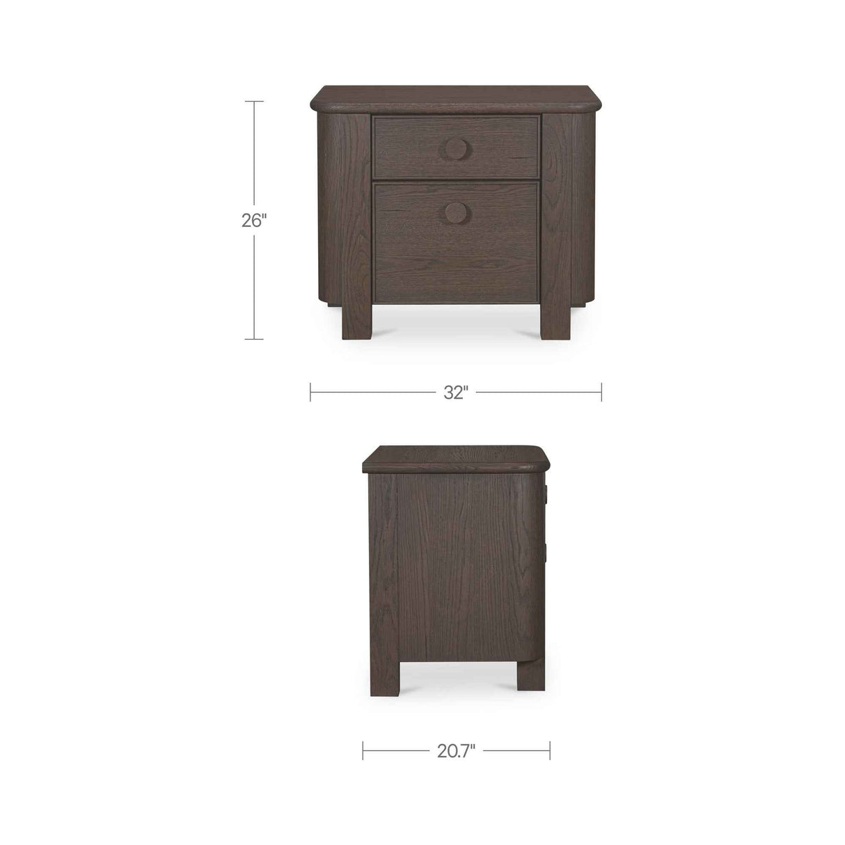 Loren Dark Brown Large Nightstand by Moe's Home at Eve Furniture