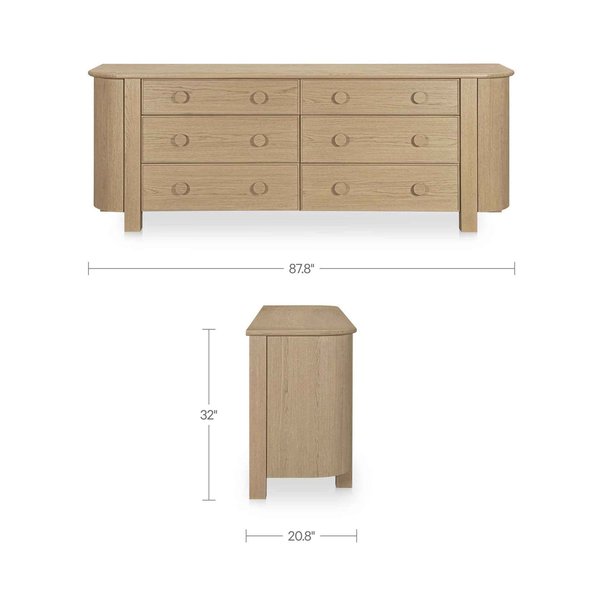 Loren Natural 6 Drawer Dresser by Moe's Home at Eve Furniture