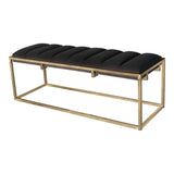 Lorena Dark Gray/Gold Tufted Cushion Bench