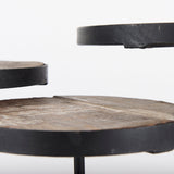 Lorenz (Set of 3) Light Brown Wood W/ Black Metal Base Round Decorative Display Stands by Mercana at Eve Furniture