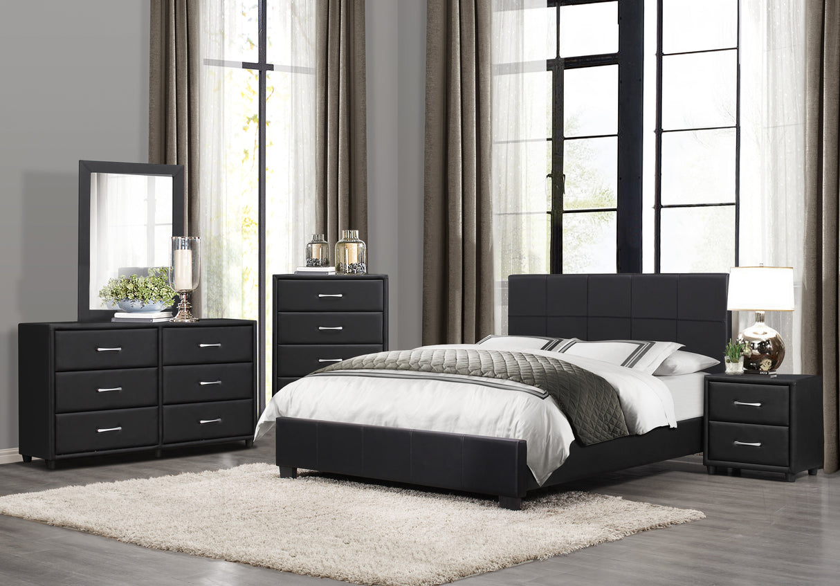 Lorenzi Black California King Upholstered Platform Bed by Homelegance at Eve Furniture