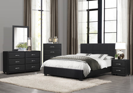 Lorenzi Black California King Upholstered Platform Bed by Homelegance at Eve Furniture