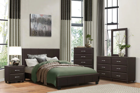 Lorenzi Dark Brown Upholstered Platform Youth Bedroom Set by Homelegance at Eve Furniture