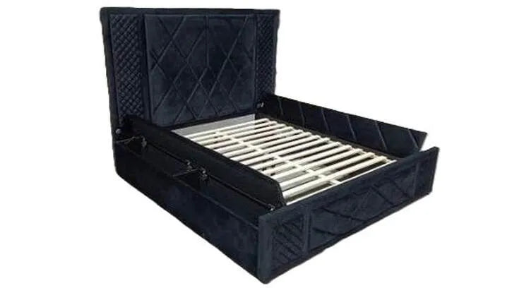 Lorenzo Black King Platform Bed by Happy Homes at Eve Furniture