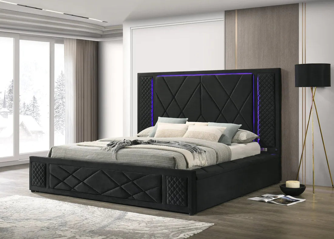 Lorenzo Black Queen Platform Bed by Happy Homes at Eve Furniture