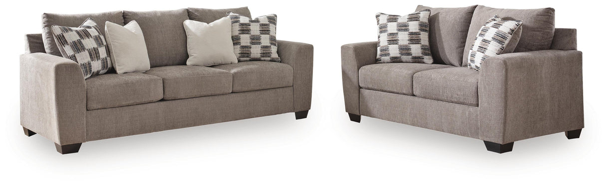 Loreo Truffle Sofa and Loveseat by Ashley at Eve Furniture