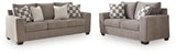 Loreo Truffle Sofa and Loveseat by Ashley at Eve Furniture