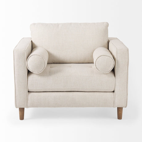 Loretta Cream Fabric Chair W/ Two Bolster Cushions by Mercana at Eve Furniture