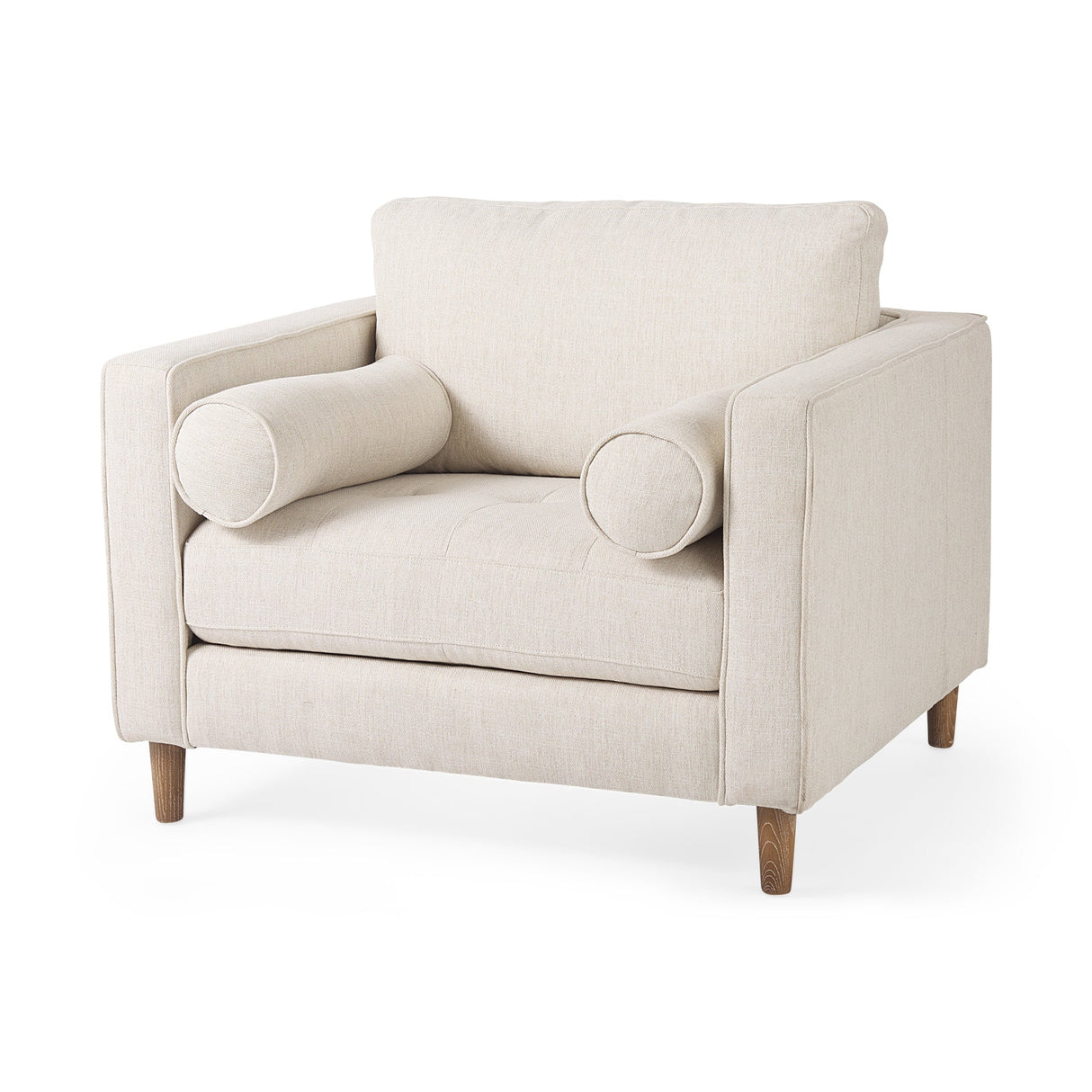 Loretta Cream Fabric Chair W/ Two Bolster Cushions by Mercana at Eve Furniture
