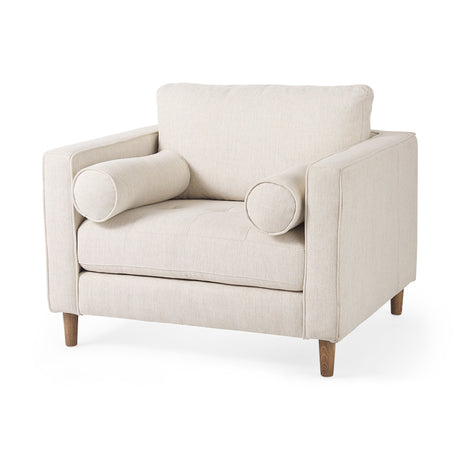 Loretta Cream Fabric Chair W/ Two Bolster Cushions by Mercana at Eve Furniture
