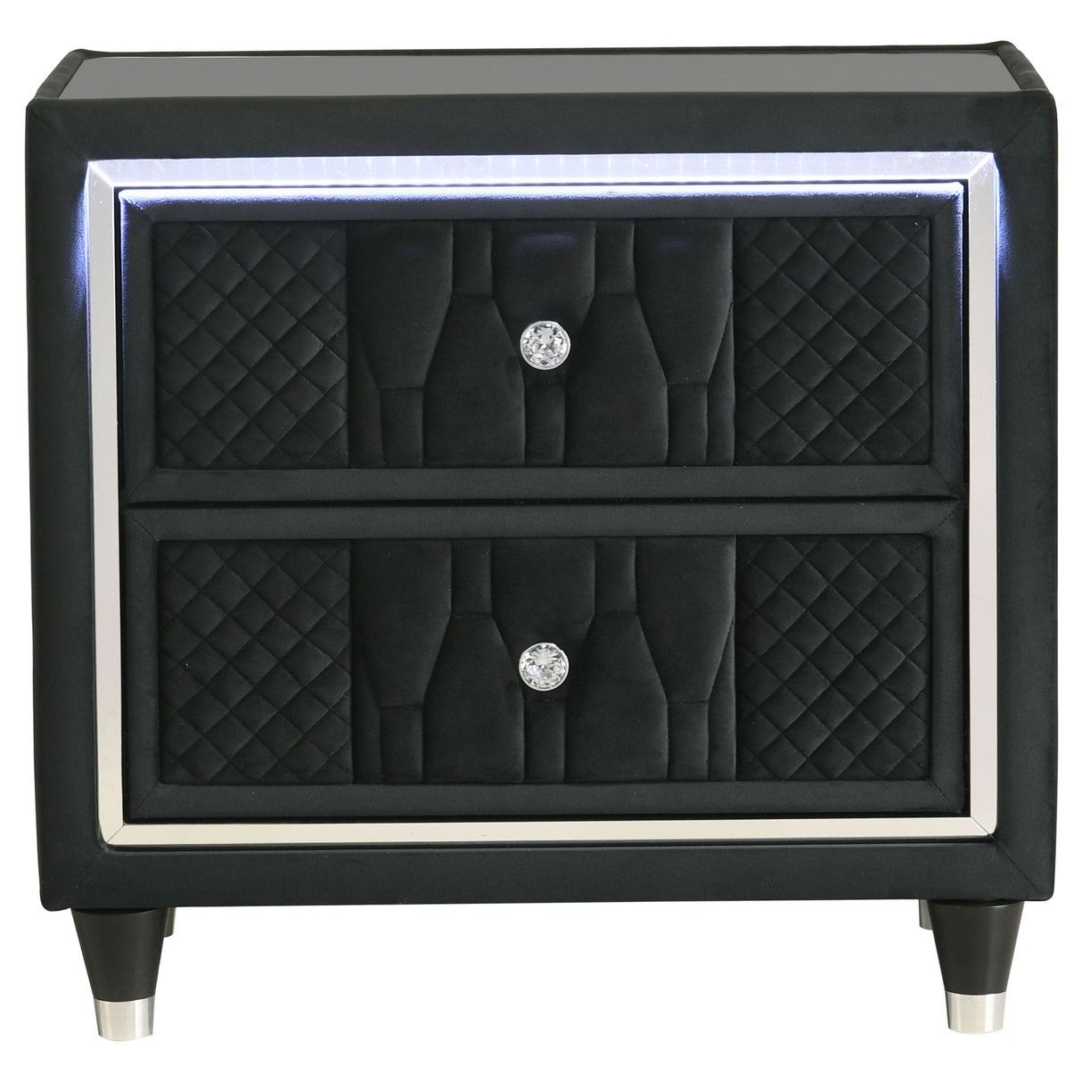 Lorient Black 2-drawer LED Nightstand with USB by Coaster at Eve Furniture