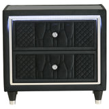 Lorient Black 2-drawer LED Nightstand with USB by Coaster at Eve Furniture